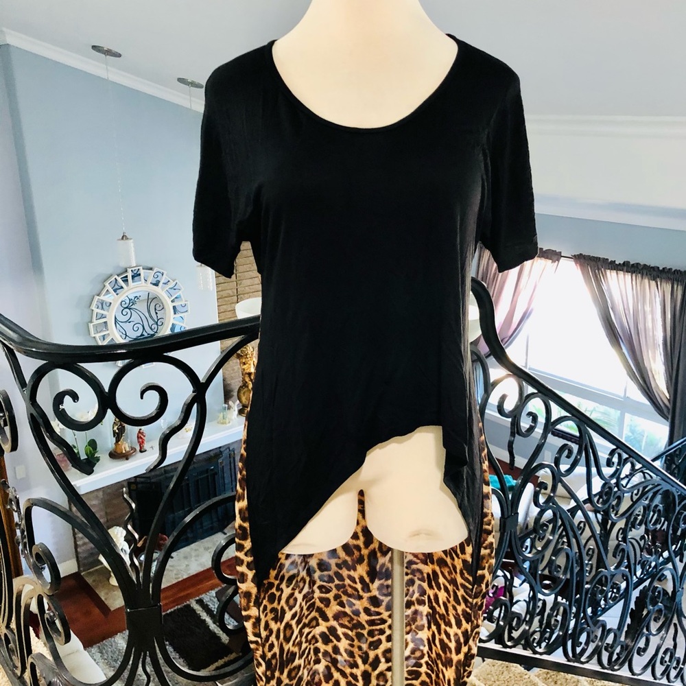 Hi lo animal print blouse